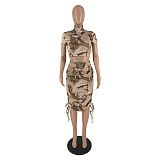 WHOLESALE |  Camo Drawstring Hme Ankle Dress Set