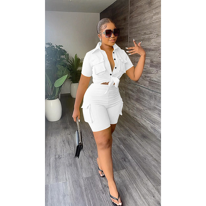 WHOLESALE |  Solid Front Pocket Shorts Set