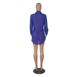 WHOLESALE |  Chiffon Fabric Side Split Shirt in Blue