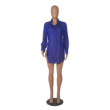 WHOLESALE |  Chiffon Fabric Side Split Shirt in Blue