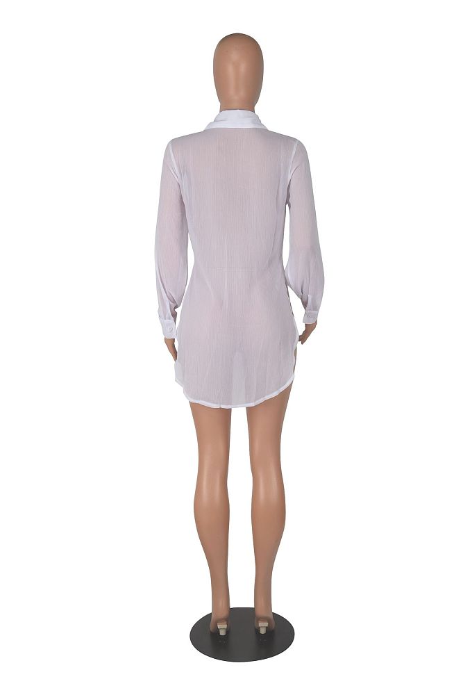 WHOLESALE |  Chiffon Fabric Side Split Shirt in White