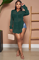 WHOLESALE |  Chiffon Fabric Side Split Shirt in Green