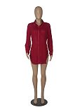 WHOLESALE |  Chiffon Fabric Side Split Shirt in Red