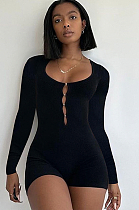 WHOLESALE | Hollow-out Square Neck Romper in Black