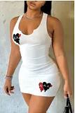 WHOLESALE | Hearts Printed Tank Dress in White