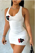 WHOLESALE | Hearts Printed Tank Dress in White