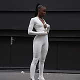 WHOLESALE | High Elastic Fabric Zip up Jumpsuit
