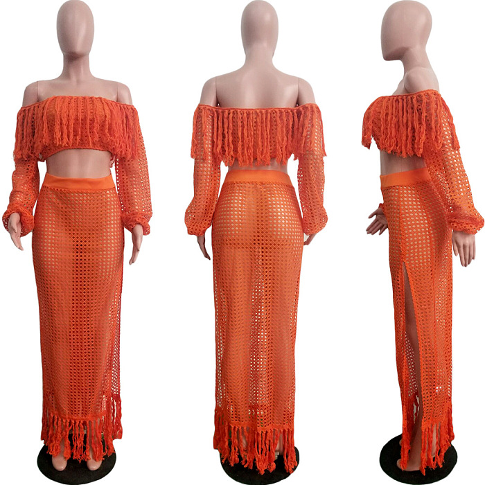WHOLESALE |  Tassel Hem Hollow-out 2-pieces