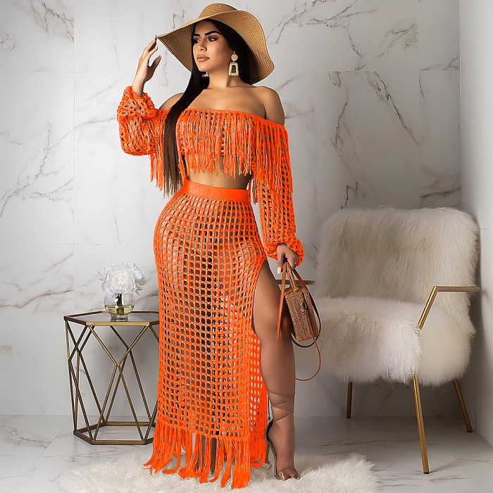 WHOLESALE |  Tassel Hem Hollow-out 2-pieces