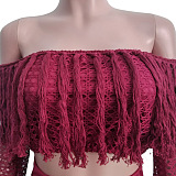 WHOLESALE |  Tassel Hem Hollow-out 2-pieces