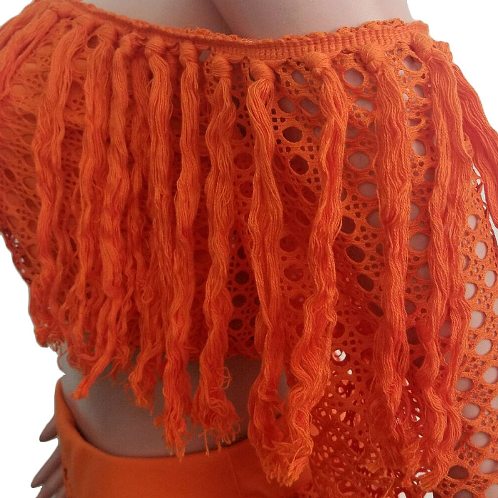 WHOLESALE |  Tassel Hem Hollow-out 2-pieces