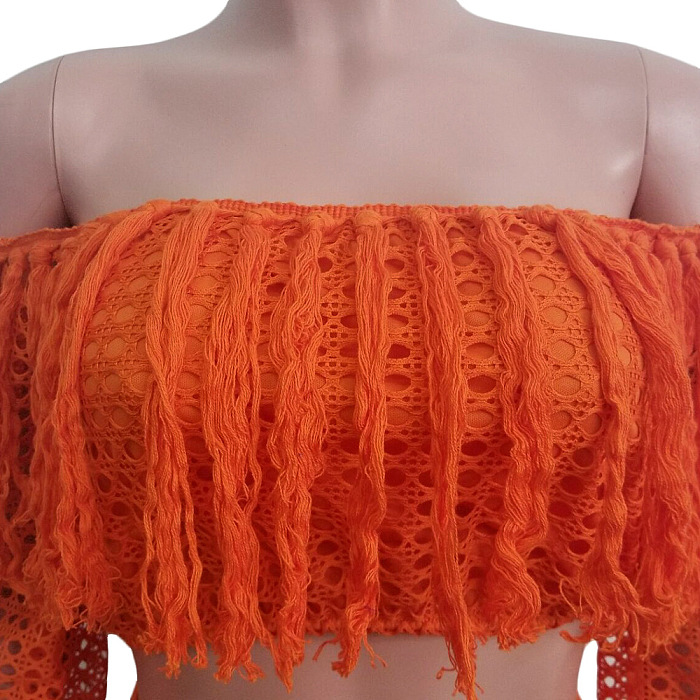 WHOLESALE |  Tassel Hem Hollow-out 2-pieces