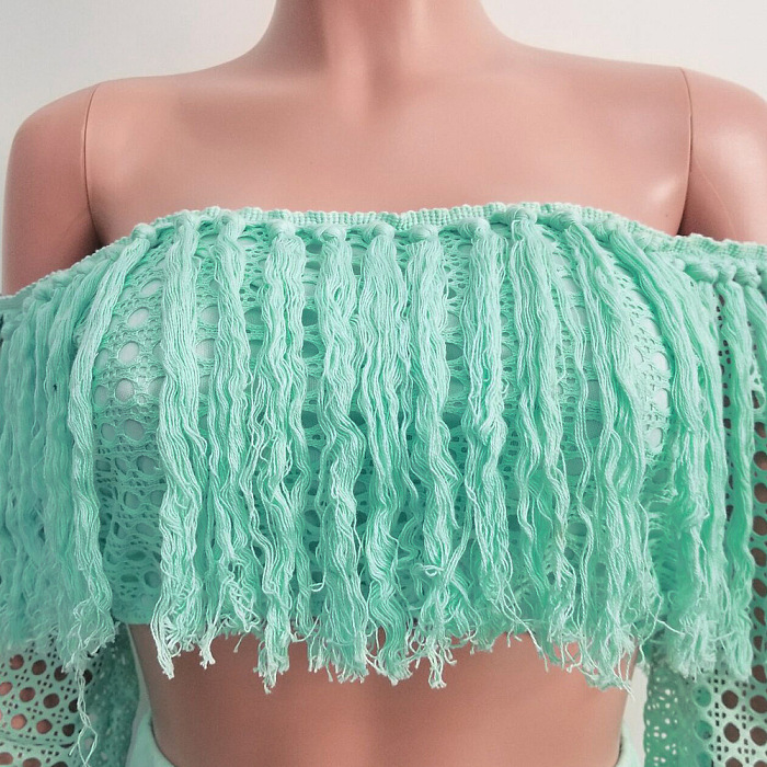 WHOLESALE |  Tassel Hem Hollow-out 2-pieces