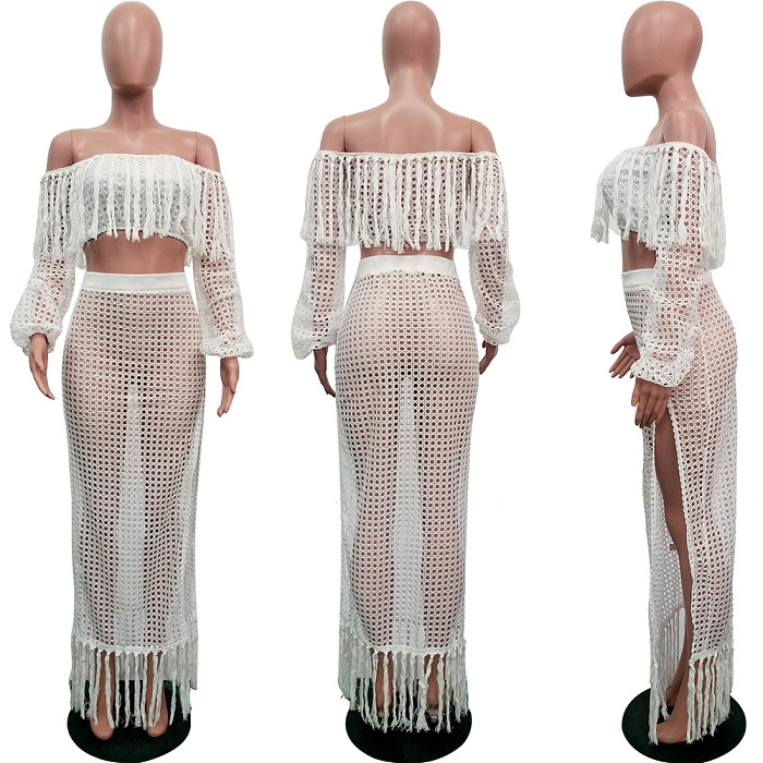 WHOLESALE |  Tassel Hem Hollow-out 2-pieces