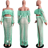WHOLESALE |  Tassel Hem Hollow-out 2-pieces