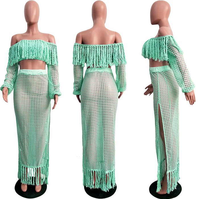 WHOLESALE |  Tassel Hem Hollow-out 2-pieces