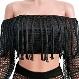 WHOLESALE |  Tassel Hem Hollow-out 2-pieces