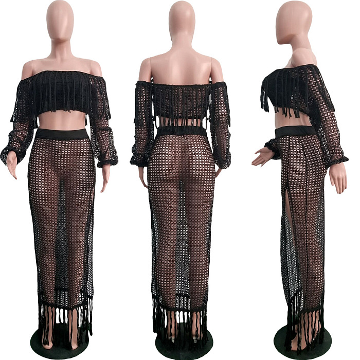 WHOLESALE |  Tassel Hem Hollow-out 2-pieces