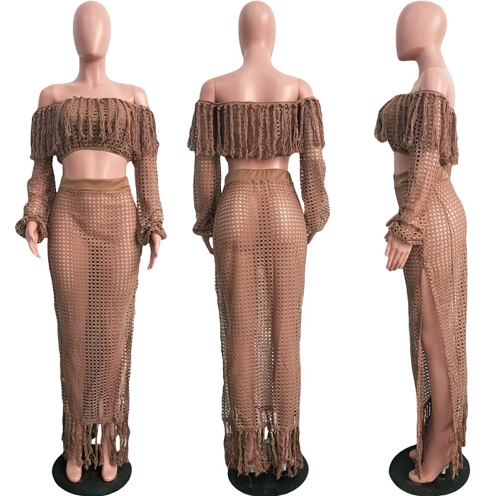 WHOLESALE |  Tassel Hem Hollow-out 2-pieces