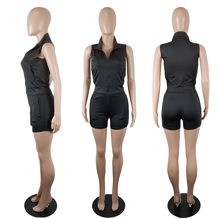 WHOLESALE | Off Shoulder Zip Up Top and Shorts Set