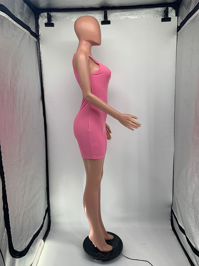 WHOLESALE | Pitted Fabric Tank Romper in Rose Red