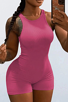 WHOLESALE | Pitted Fabric Tank Romper in Rose Red