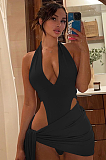 WHOLESALE | Open Back Halter Dress in Black