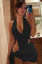 WHOLESALE | Open Back Halter Dress in Black