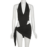 WHOLESALE | Open Back Halter Dress in Black