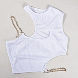 WHOLESALE | Chain Shoulder Hollow-out Top