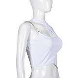 WHOLESALE | Chain Shoulder Hollow-out Top