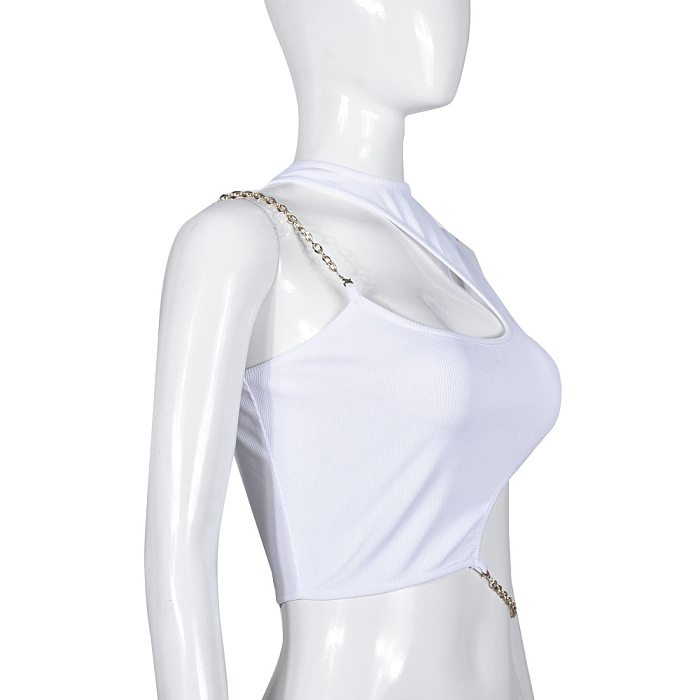 WHOLESALE | Chain Shoulder Hollow-out Top