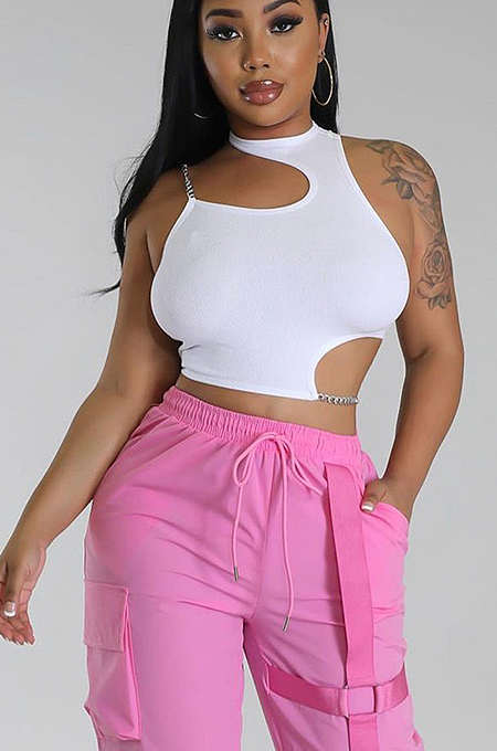 WHOLESALE | Chain Shoulder Hollow-out Top