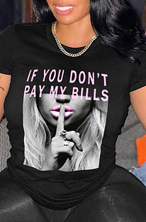 WHOLESALE | Printed T-shirt in Black