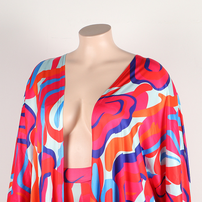 Copy Copy WHOLESALE | Plus Size  Printed Long Coat & Shorts Set