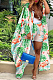 WHOLESALE | Plus Size Palm & Flamingo Printed Long Coat & Shorts Set