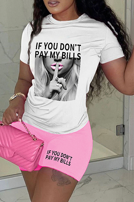 WHOLESALE | Printed T-shirt in Rose Red