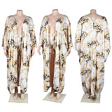 Copy WHOLESALE | Plus Size Chain Printed Long Coat & Shorts Set