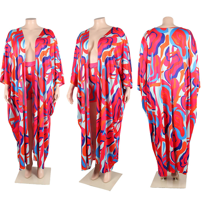 Copy Copy WHOLESALE | Plus Size  Printed Long Coat & Shorts Set