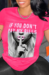 WHOLESALE | Printed T-shirt in Rose Red