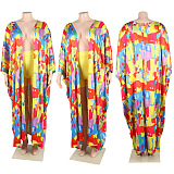 WHOLESALE | Plus Size Color Block Printed Long Coat & Shorts Set