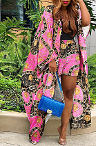 WHOLESALE | Plus Size Floral Printed Long Coat & Shorts Set