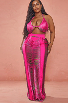 WHOLESALE | Cover Maxi Skirt Set in Rose Red