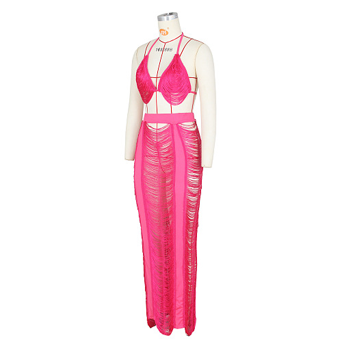 WHOLESALE | Cover Maxi Skirt Set in Rose Red