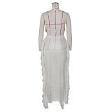 WHOLESALE | Tassel Cover Maxi Skirt Set in Black & White