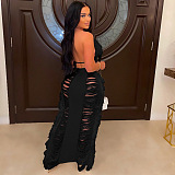 WHOLESALE | Tassel Cover Maxi Skirt Set in Black & White