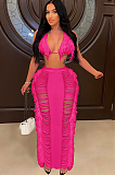 WHOLESALE | Tassel Cover Maxi Skirt Set in Rose Red