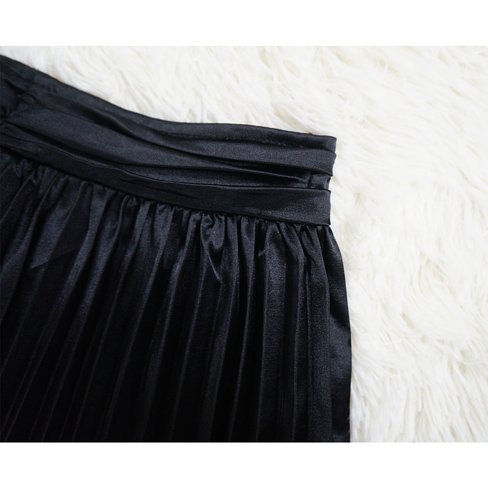 WHOLESALE | Black Ruffle Open Back Lace-up Pleated Maxi Dress