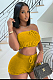 WHOLESALE | Knitted Fabric Shorts Set in Mustard