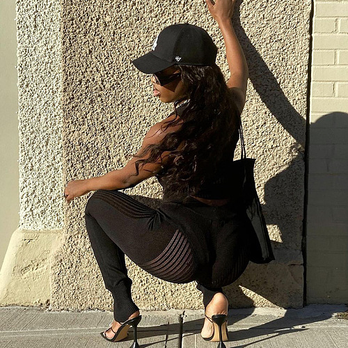 WHOLESALE | High Elastic Fabric Mesh Pants Set